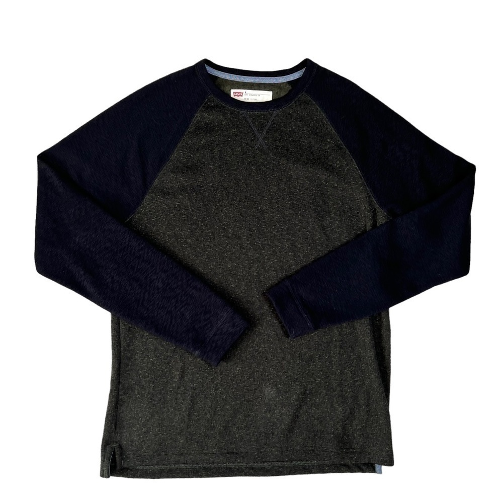 Levi’s Men’s Henley Cozy Crewneck Hunter Green Charcoal Gray Sweatshirt Medium - Picture 11 of 14